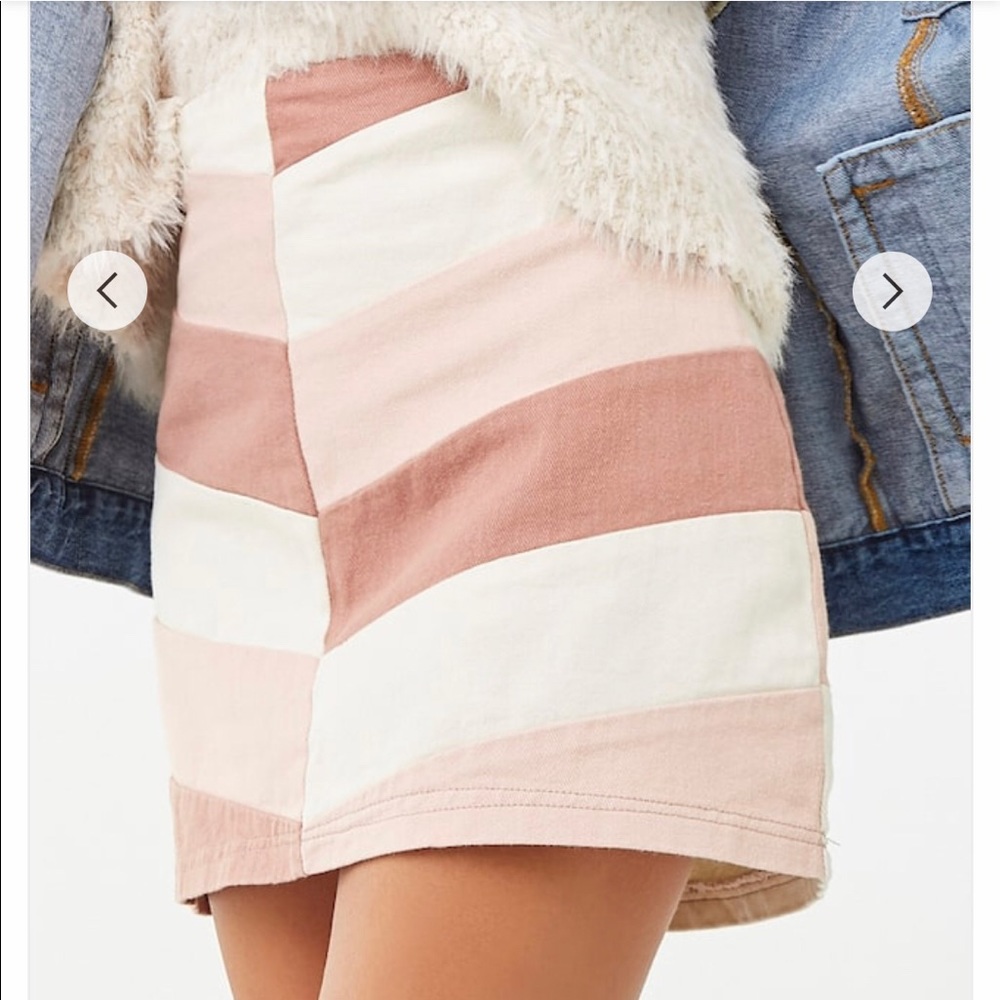 Pink & white Colorblock Patchwork Skirt forever 21